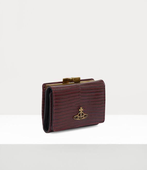 Vivienne Westwood Lizard small frame wallet in burgundy